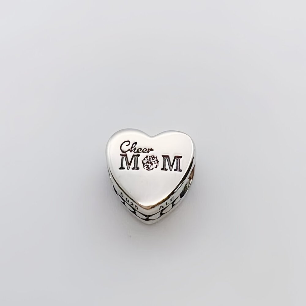 Engravable Cheer Mom Heart Charm